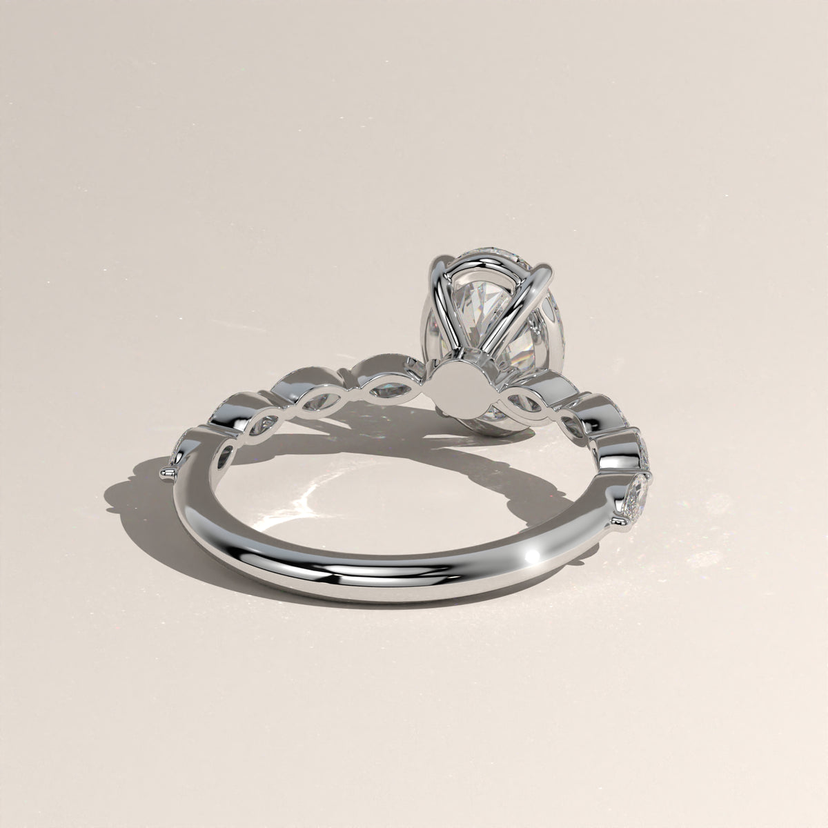 2ct Oval Lab-Grown Diamond Engagement Ring with Marquise Diamond Band – Laurel