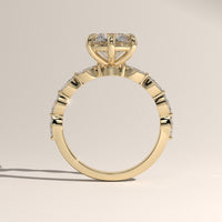 Yellow Gold 2ct Round Lab-Grown Diamond Engagement Ring with Marquise Diamond Band – Olive, view 3 — Verasah