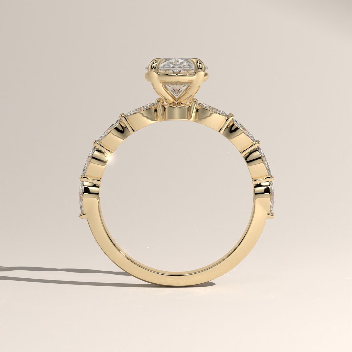 2ct Oval Lab-Grown Diamond Engagement Ring with Marquise Diamond Band – Laurel