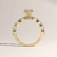 Yellow Gold 2ct Oval Lab-Grown Diamond Engagement Ring with Marquise Diamond Band – Laurel, view 3 — Verasah