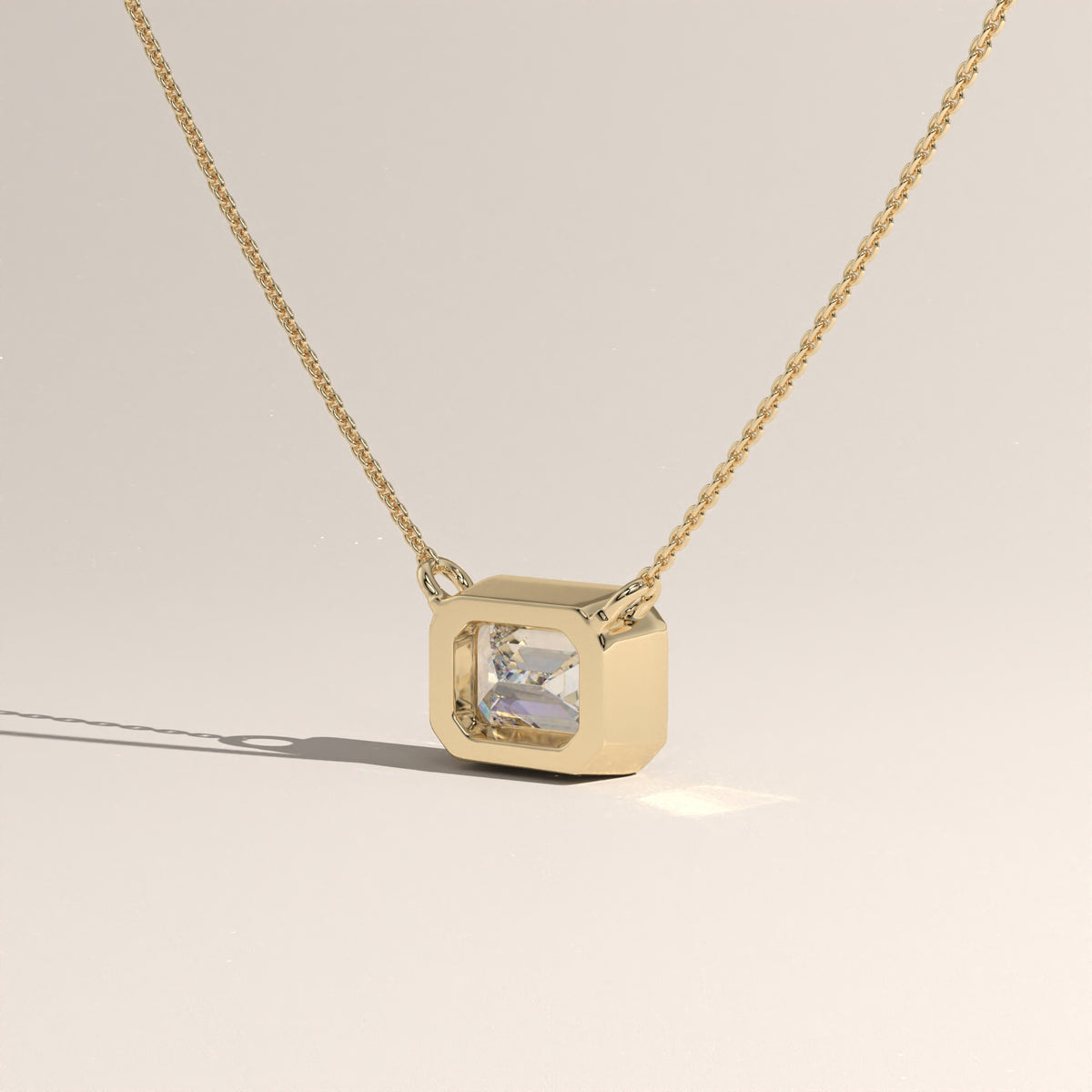 1ct Emerald Cut Lab-Grown Diamond Bezel Necklace – Harper