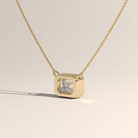 Yellow Gold 1ct Emerald Cut Lab-Grown Diamond Bezel Necklace – Harper, view 4 — Verasah