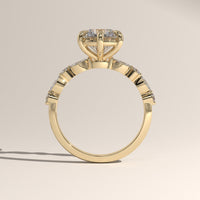 Yellow Gold 2ct Round Lab-Grown Diamond Engagement Ring with Marquise & Round Side Stones – Ayla, view 3 — Verasah