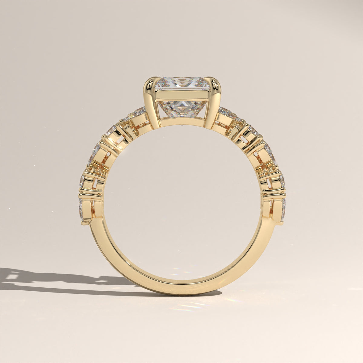 2.51ct Princess Cut Lab-Grown Diamond Engagement Ring with Marquise & Round Side Stones – Vienna