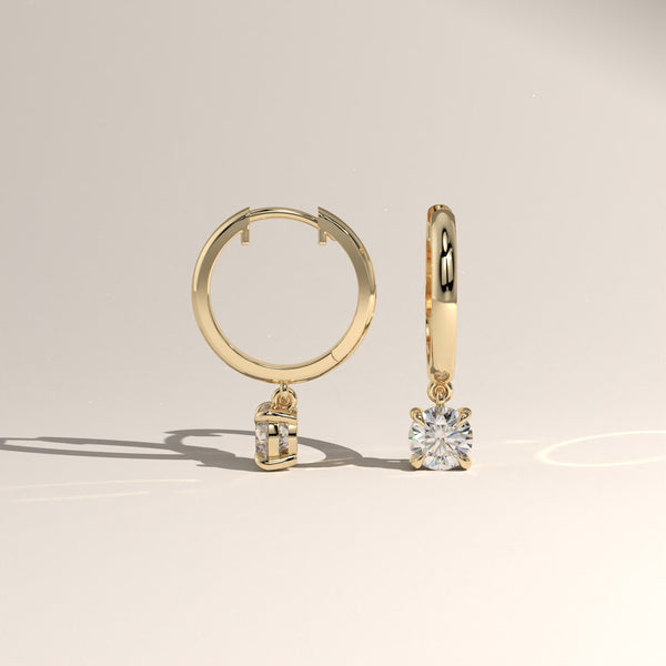 Round Lab-Grown Diamond Drop Huggie Earrings – Lucia