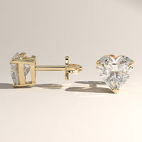 Yellow Gold 1.5ct TW Heart Lab-Grown Diamond Stud Earrings – Amara, view 2 — Verasah