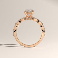Rose Gold 2ct Oval Lab-Grown Diamond Engagement Ring with Marquise Diamond Band – Laurel, view 3 — Verasah