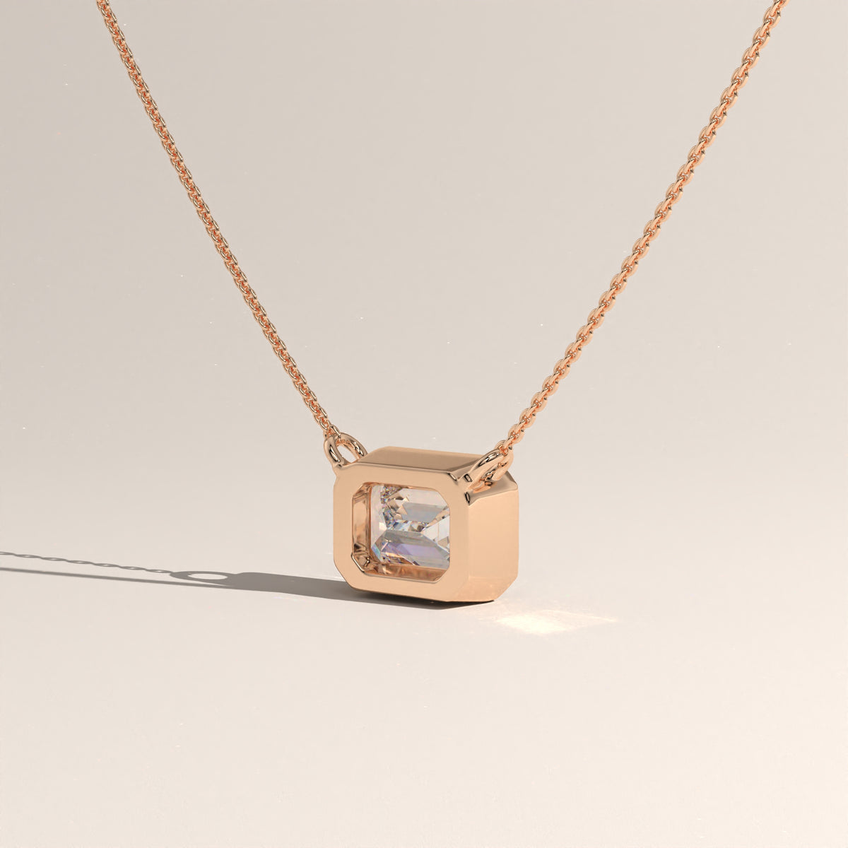 1ct Emerald Cut Lab-Grown Diamond Bezel Necklace – Harper