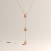 Rose Gold 3ct TW Pear Lab-Grown Diamond Lariat Necklace – Clara, view 3 — Verasah