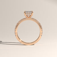 Rose Gold 2ct Emerald Cut Lab-Grown Diamond Pavé Engagement Ring – Sloane, view 3 — Verasah