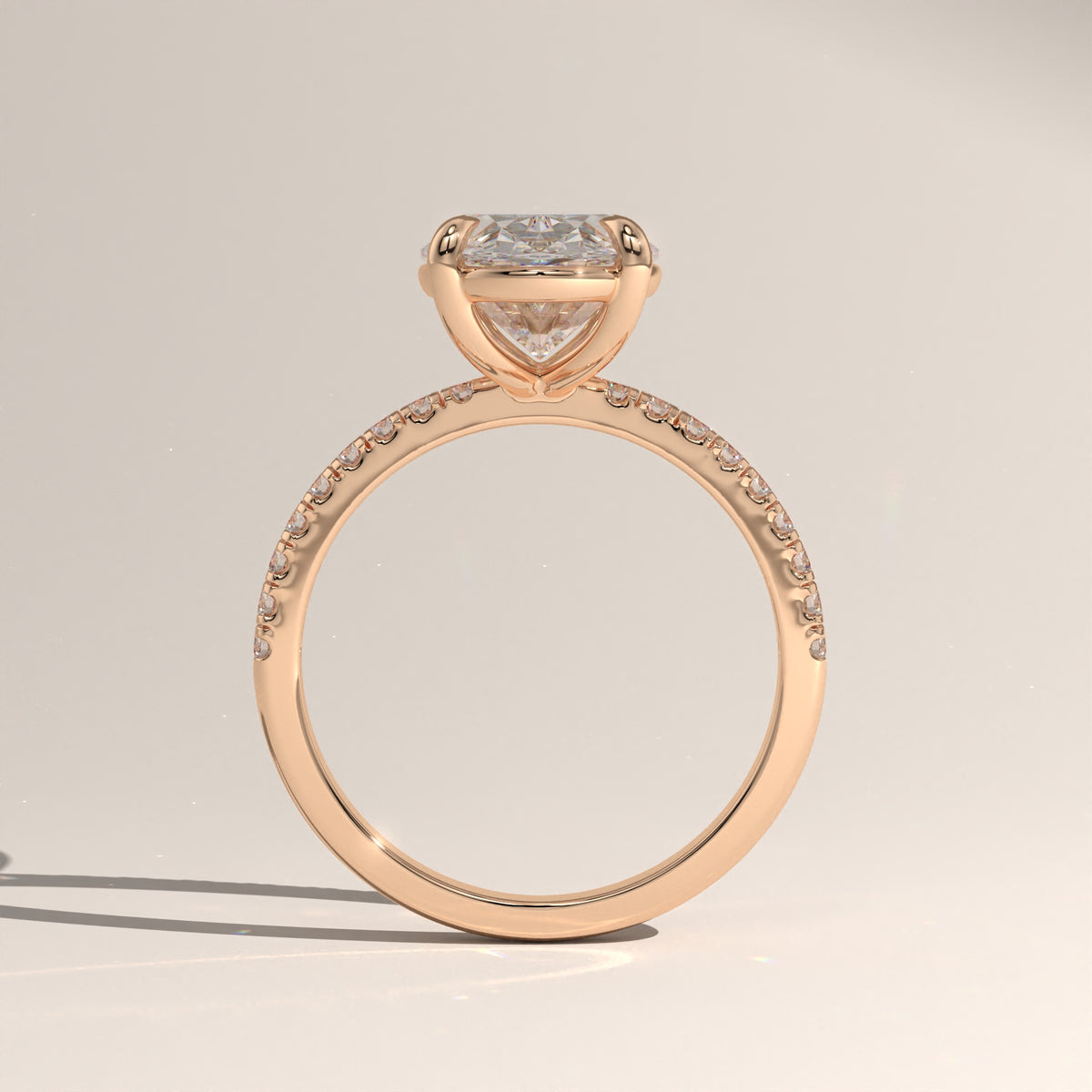 3.77ct Oval Lab-Grown Diamond Pavé Engagement Ring – Freya
