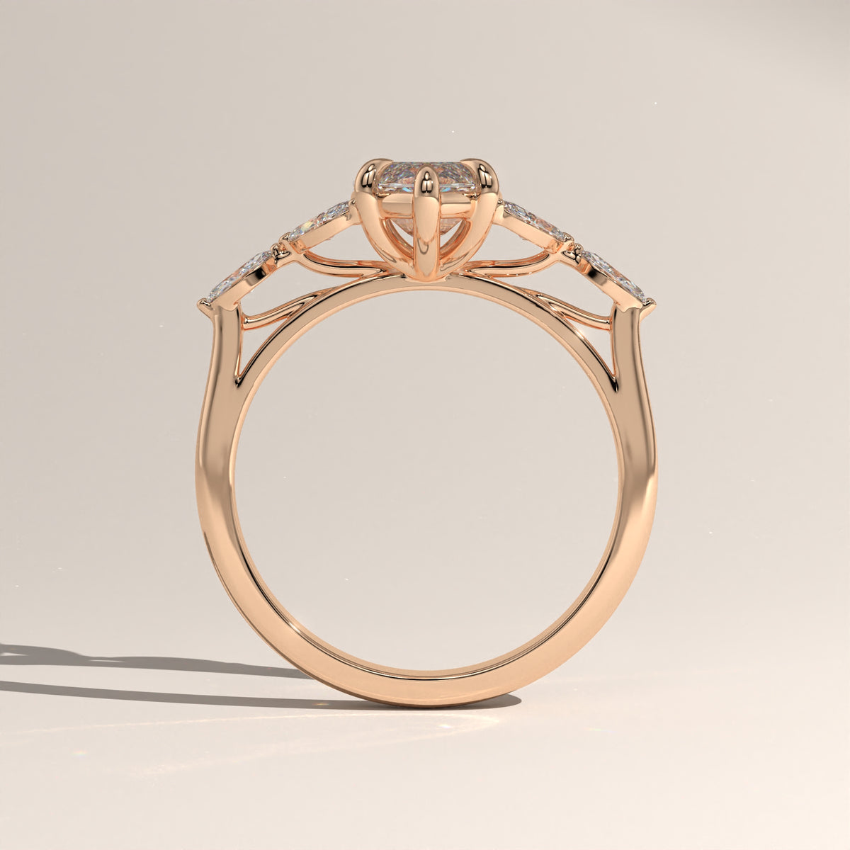 2ct Marquise Lab-Grown Diamond Engagement Ring with Marquise Side Stones – Vera