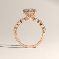 Rose Gold 2ct Round Lab-Grown Diamond Engagement Ring with Marquise & Round Side Stones – Ayla, view 3 — Verasah