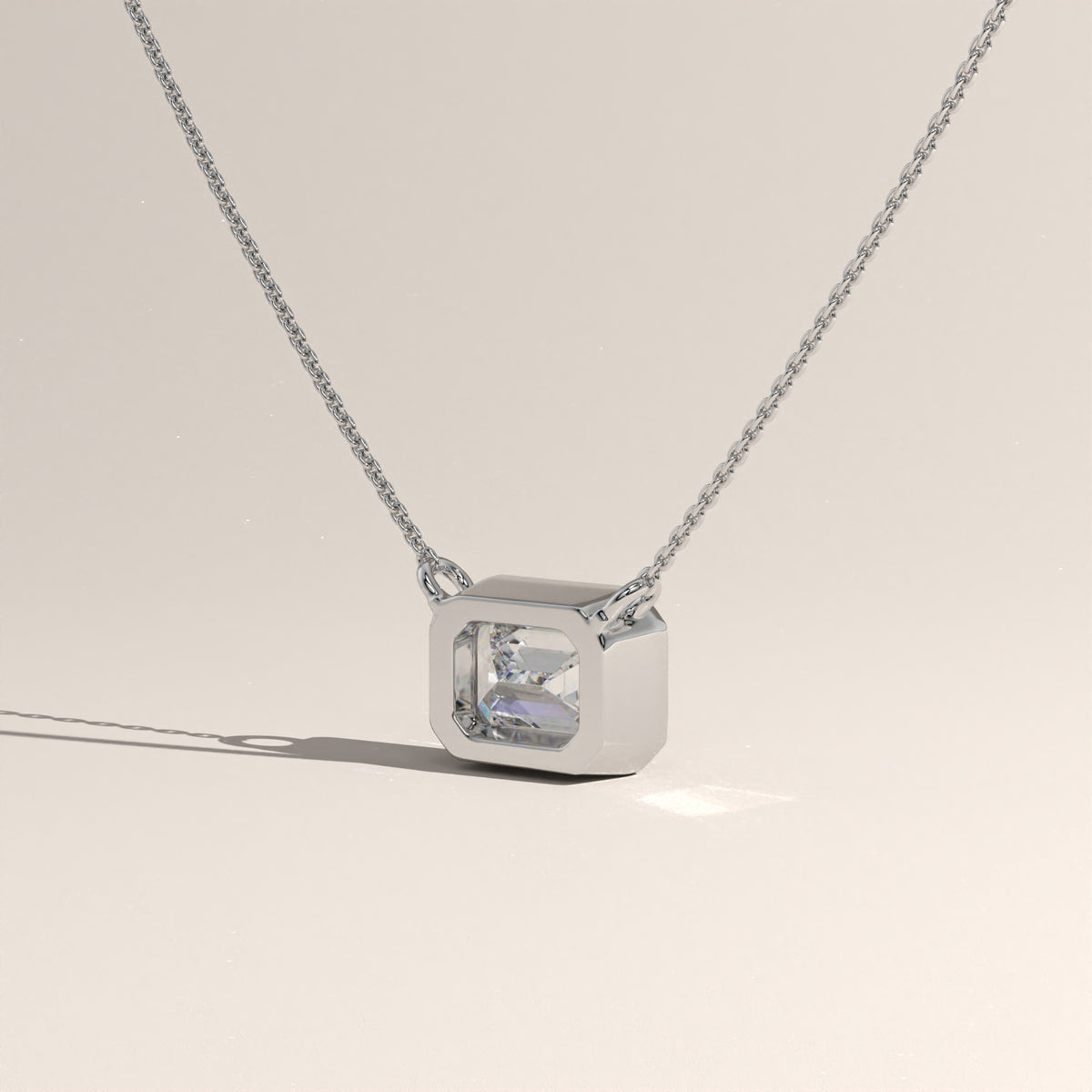 1ct Emerald Cut Lab-Grown Diamond Bezel Necklace – Harper