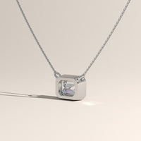 White Gold 1ct Emerald Cut Lab-Grown Diamond Bezel Necklace – Harper, view 4 — Verasah