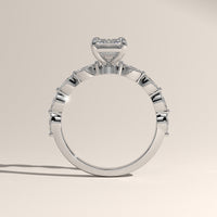 White Gold 2ct Emerald Cut Lab-Grown Diamond Engagement Ring with Marquise Diamond Band – Sage, view 3 — Verasah