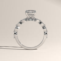 White Gold 3ct Cushion Cut Lab-Grown Diamond Engagement Ring with Marquise Diamond Band – Fern, view 3 — Verasah