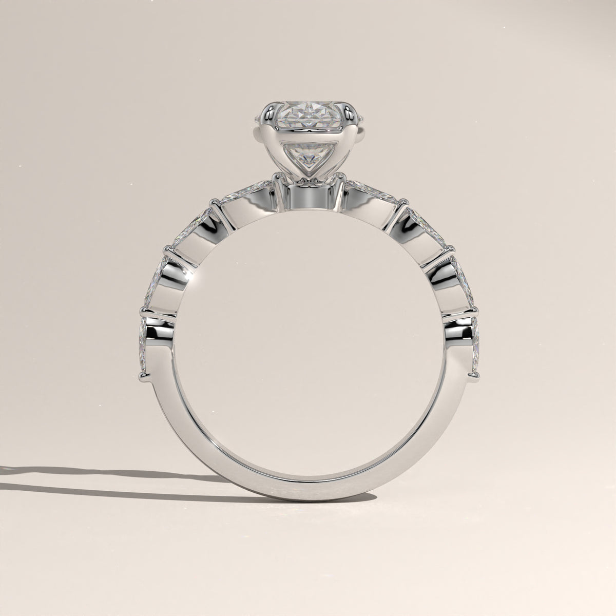 2ct Oval Lab-Grown Diamond Engagement Ring with Marquise Diamond Band – Laurel