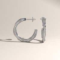 White Gold 1.6ct TW Round Lab-Grown Diamond Twist Hoop Earrings – Jess — Verasah