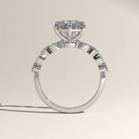 White Gold 2ct Round Lab-Grown Diamond Engagement Ring with Marquise & Round Side Stones – Ayla, view 3 — Verasah