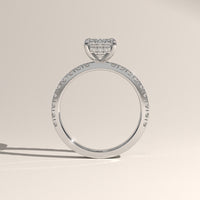 White Gold 2ct Emerald Cut Lab-Grown Diamond Pavé Engagement Ring – Sloane, view 3 — Verasah