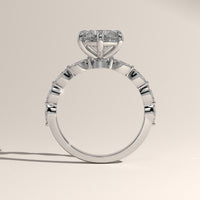 White Gold 2ct Round Lab-Grown Diamond Engagement Ring with Marquise Diamond Band – Olive, view 3 — Verasah