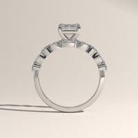 White Gold 2ct Emerald Cut Lab-Grown Diamond Engagement Ring with Marquise & Round Side Stones – Ariel, view 3 — Verasah