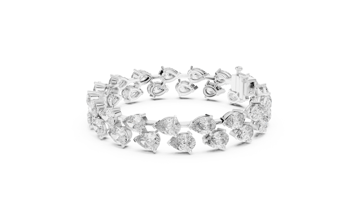 26.52ct TW Pear Lab-Grown Diamond Tennis Bracelet