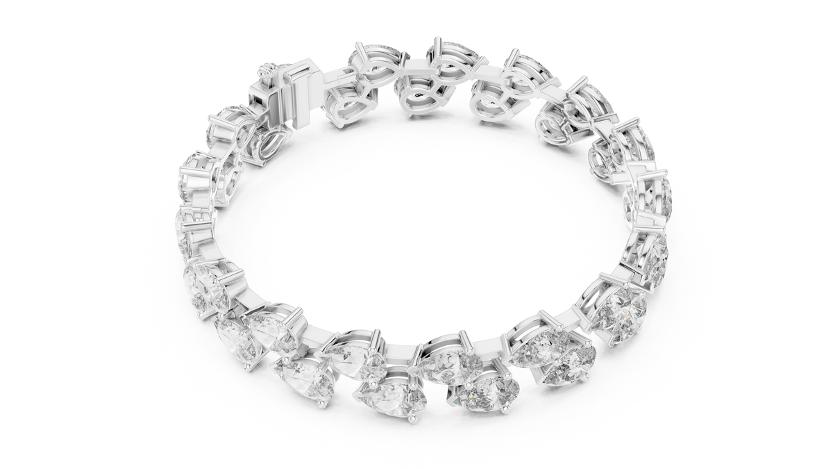 26.52ct TW Pear Lab-Grown Diamond Tennis Bracelet
