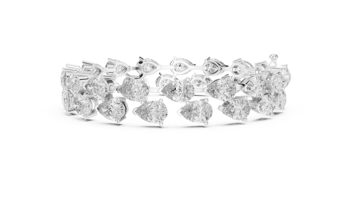 26.52ct TW Pear Lab-Grown Diamond Tennis Bracelet