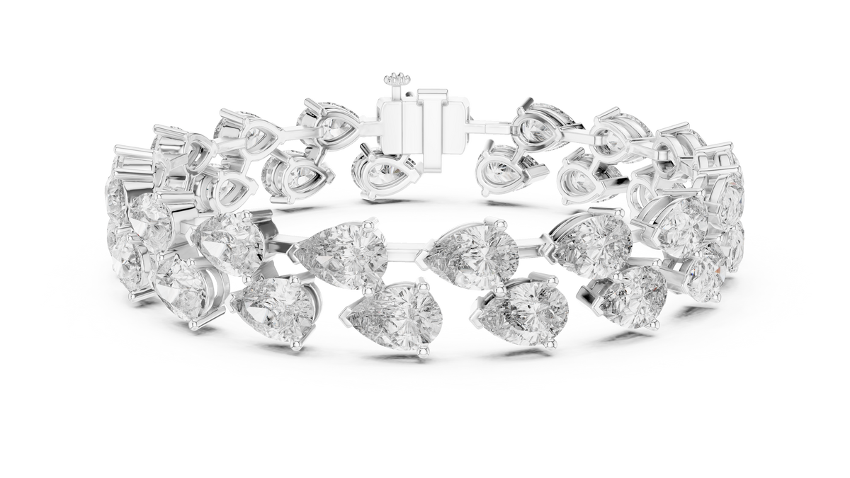 26.52ct TW Pear Lab-Grown Diamond Tennis Bracelet