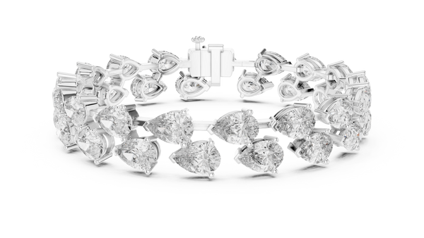 26.52ct TW Pear Lab-Grown Diamond Tennis Bracelet