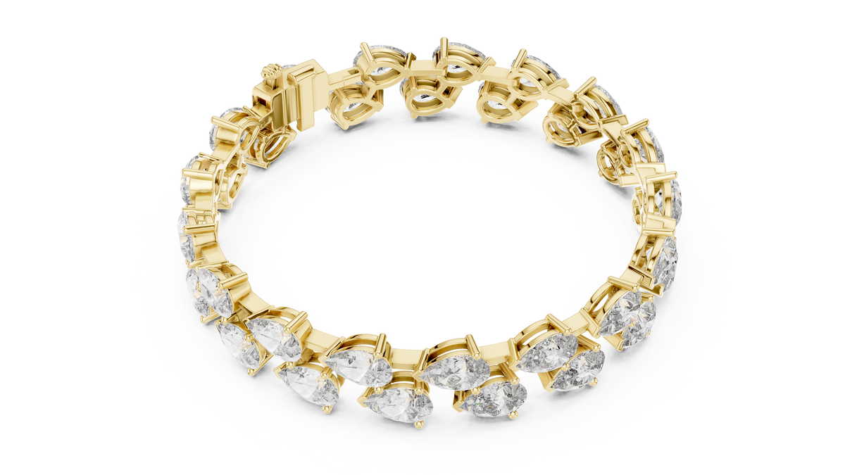 26.52ct TW Pear Lab-Grown Diamond Tennis Bracelet