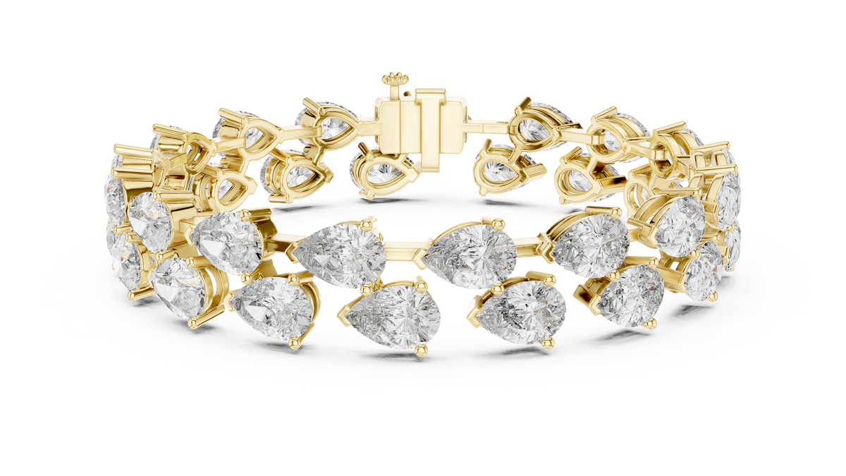 26.52ct TW Pear Lab-Grown Diamond Tennis Bracelet