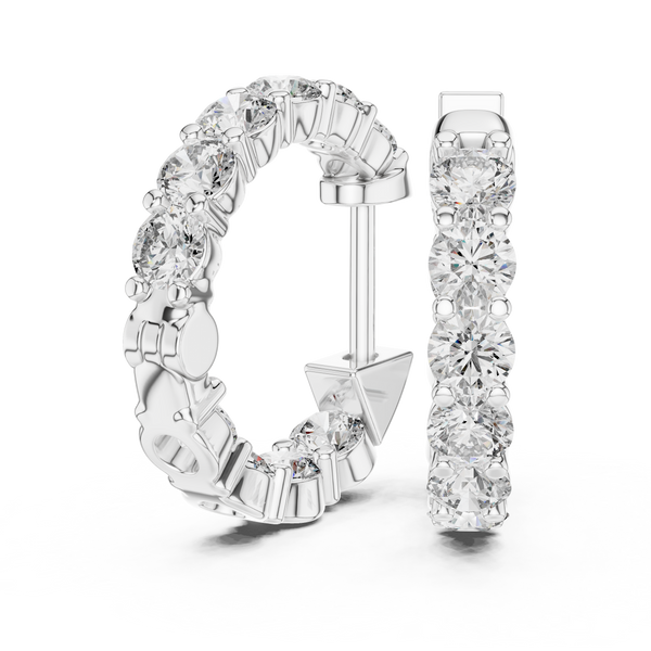 1.60ct TW Round Lab-Grown Diamond Hoop Earrings