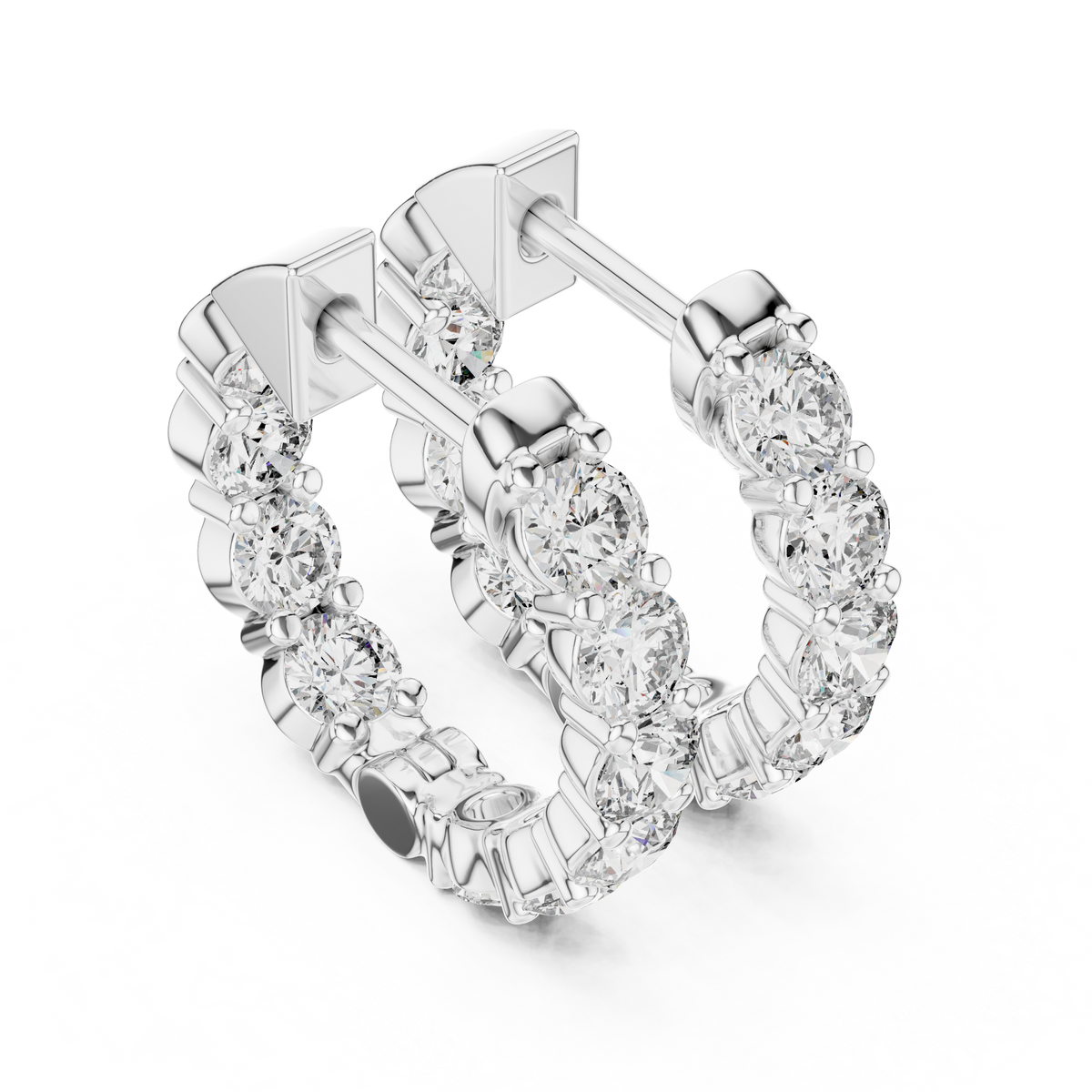 1.60ct TW Round Lab-Grown Diamond Hoop Earrings