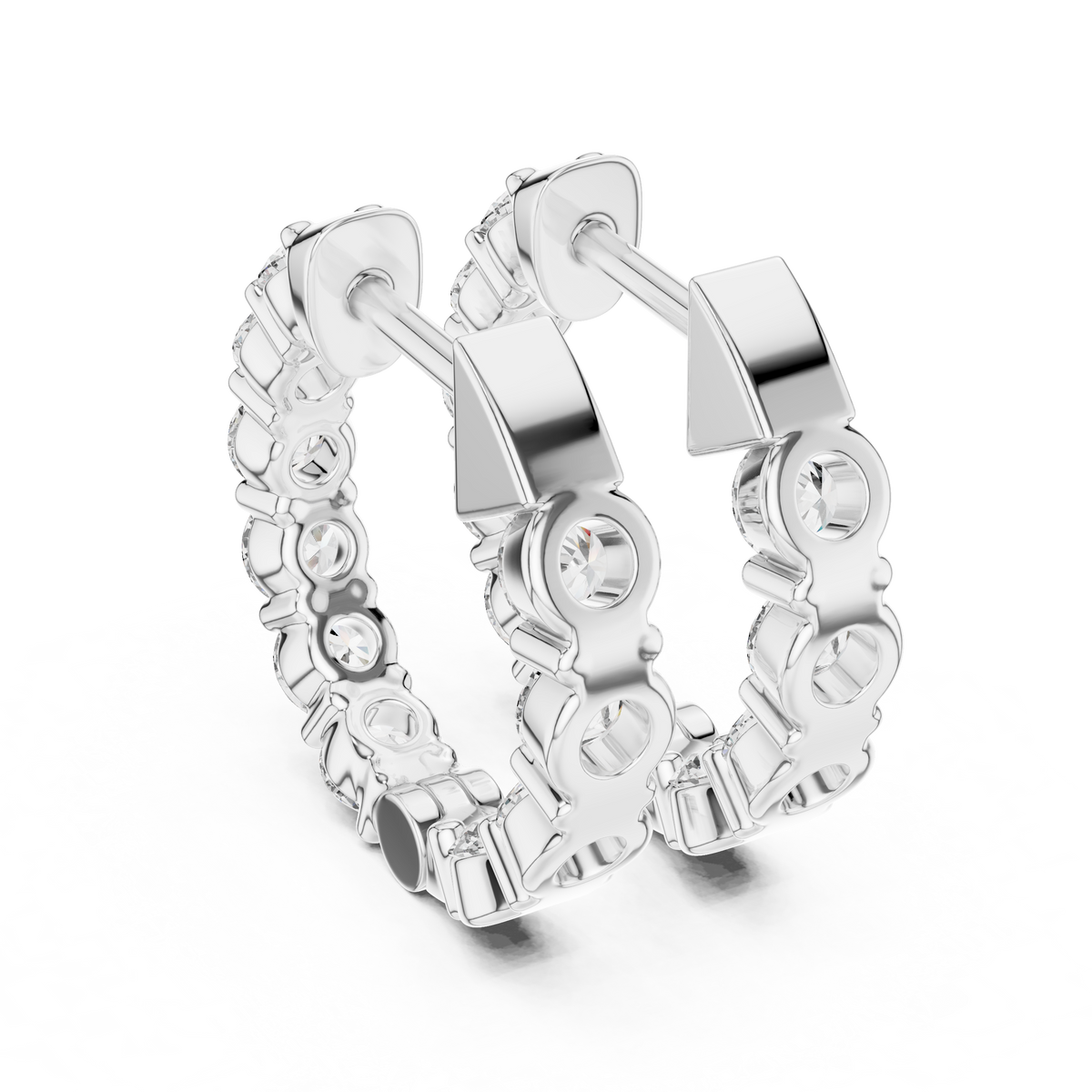 1.60ct TW Round Lab-Grown Diamond Hoop Earrings