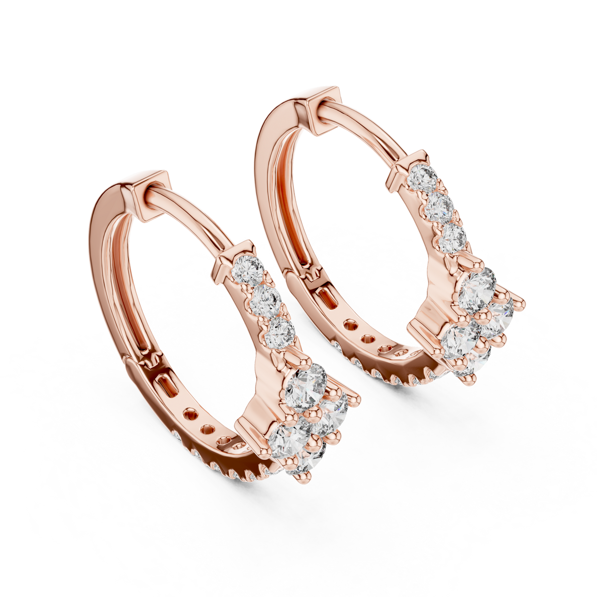 0.5ct TW Round Lab-Grown Diamond Cluster Hoop Earrings