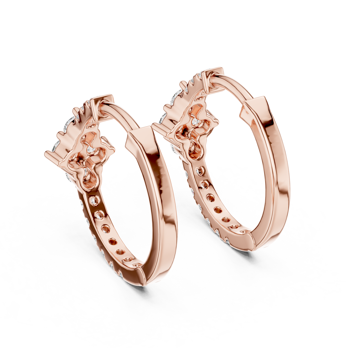 0.5ct TW Round Lab-Grown Diamond Cluster Hoop Earrings