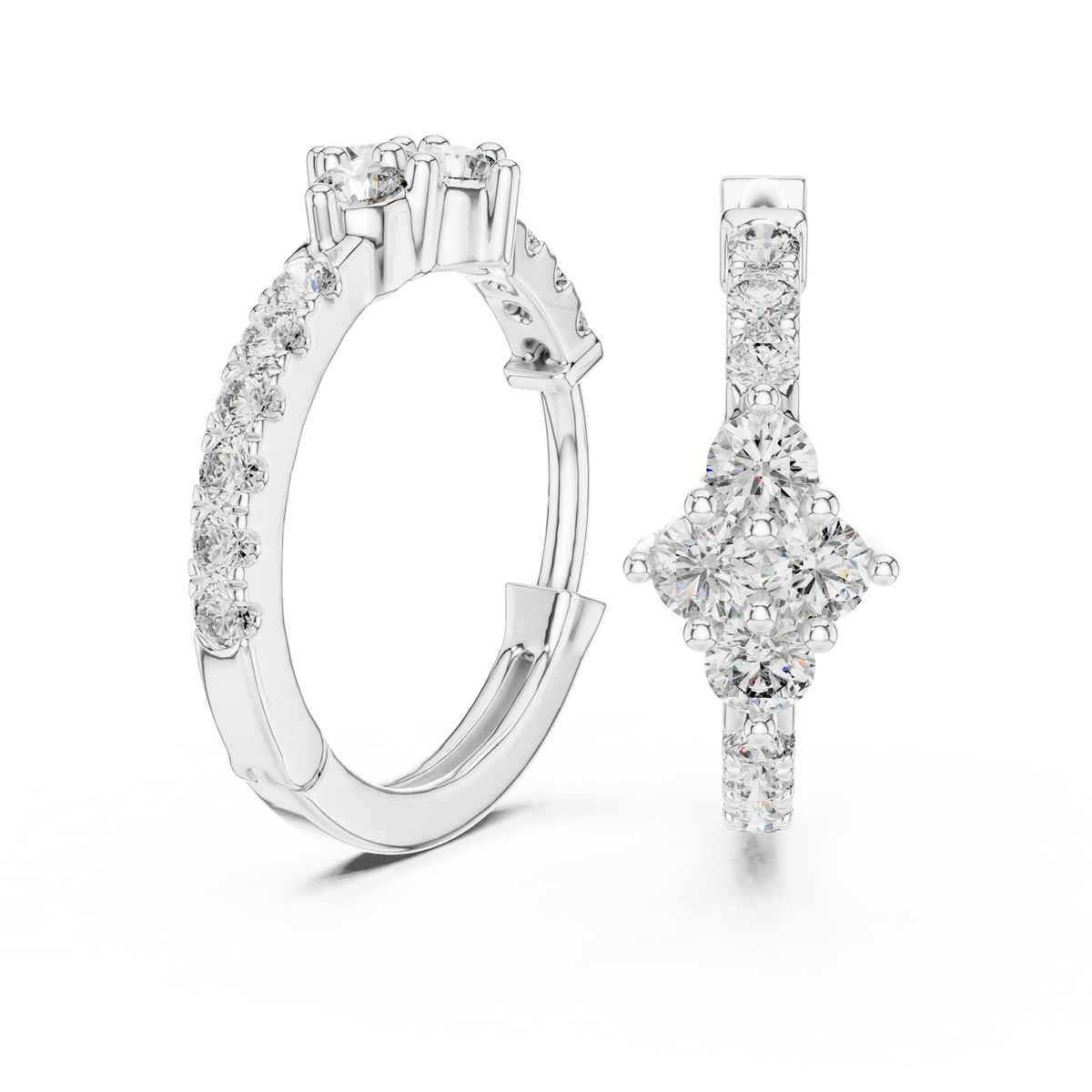 0.5ct TW Round Lab-Grown Diamond Cluster Hoop Earrings