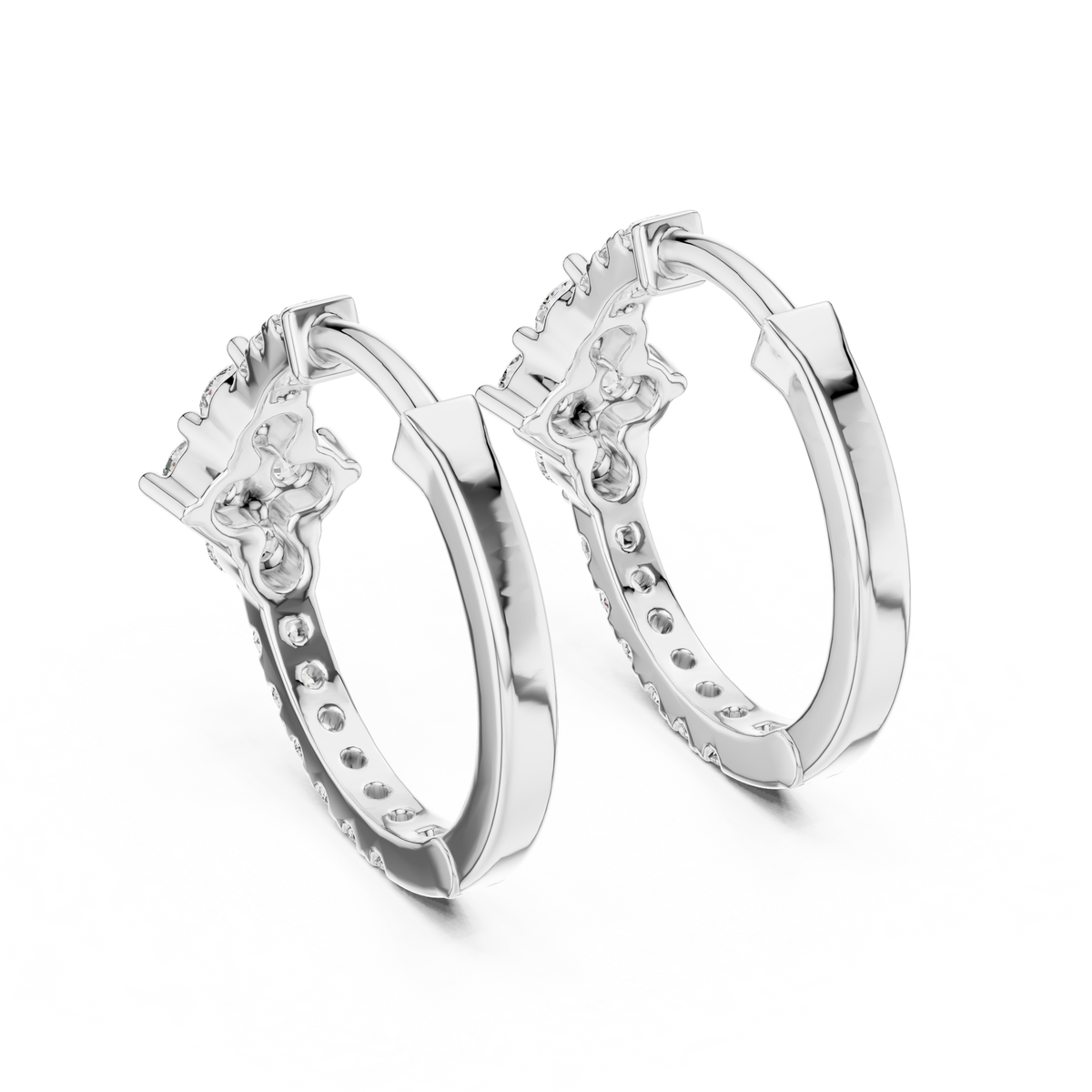 0.5ct TW Round Lab-Grown Diamond Cluster Hoop Earrings