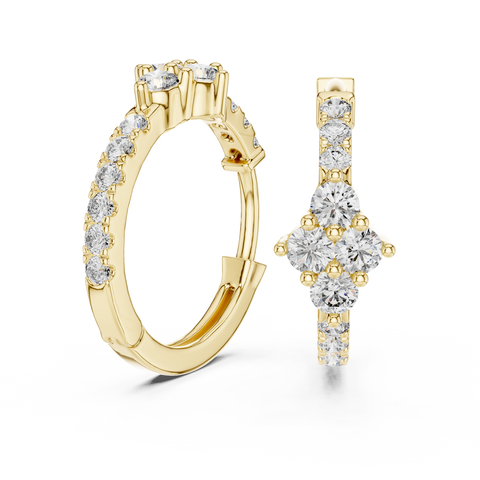 0.5ct TW Round Lab-Grown Diamond Cluster Hoop Earrings