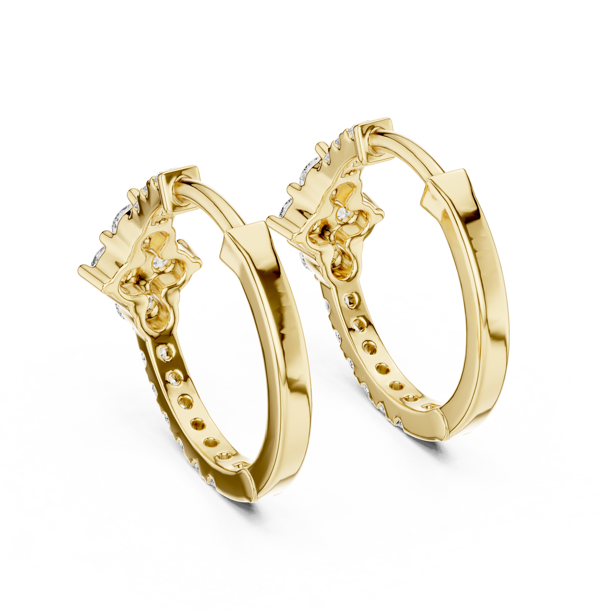 0.5ct TW Round Lab-Grown Diamond Cluster Hoop Earrings
