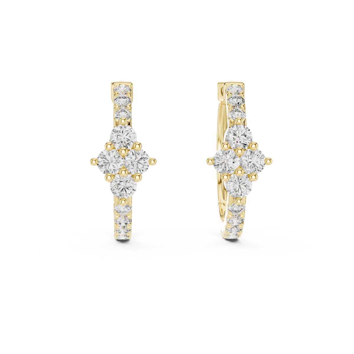 0.5ct TW Round Lab-Grown Diamond Cluster Hoop Earrings