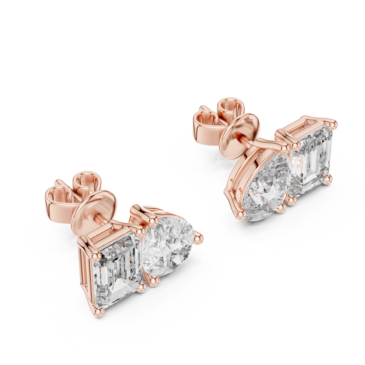 3.60ct TW Pear and Emerald Lab-Grown Diamond Stud Earrings