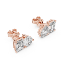 3.60ct TW Pear and Emerald Lab-Grown Diamond Stud Earrings in Rose Gold — Verasah fine jewellery