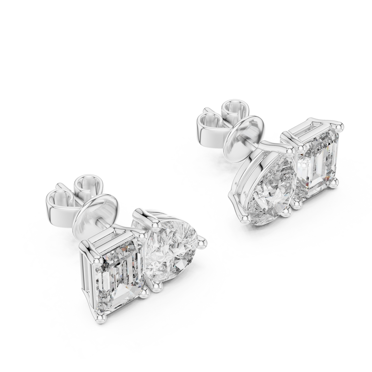 3.60ct TW Pear and Emerald Lab-Grown Diamond Stud Earrings