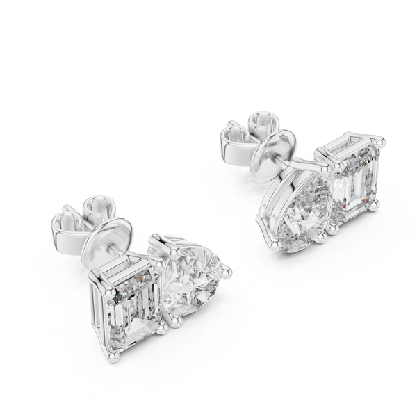 3.60ct TW Pear and Emerald Lab-Grown Diamond Stud Earrings