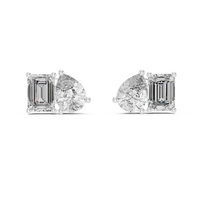 3.60ct TW Pear and Emerald Lab-Grown Diamond Stud Earrings in White Gold — Verasah fine jewellery