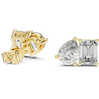 3.60ct TW Pear and Emerald Lab-Grown Diamond Stud Earrings in Yellow Gold — Verasah fine jewellery